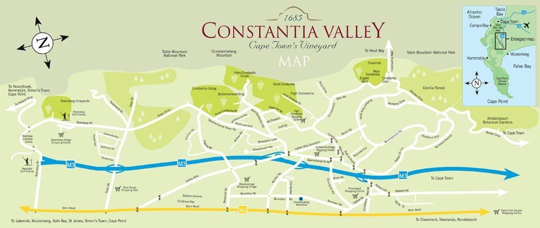 نقشہ کے constantia کیپ ٹاؤن
