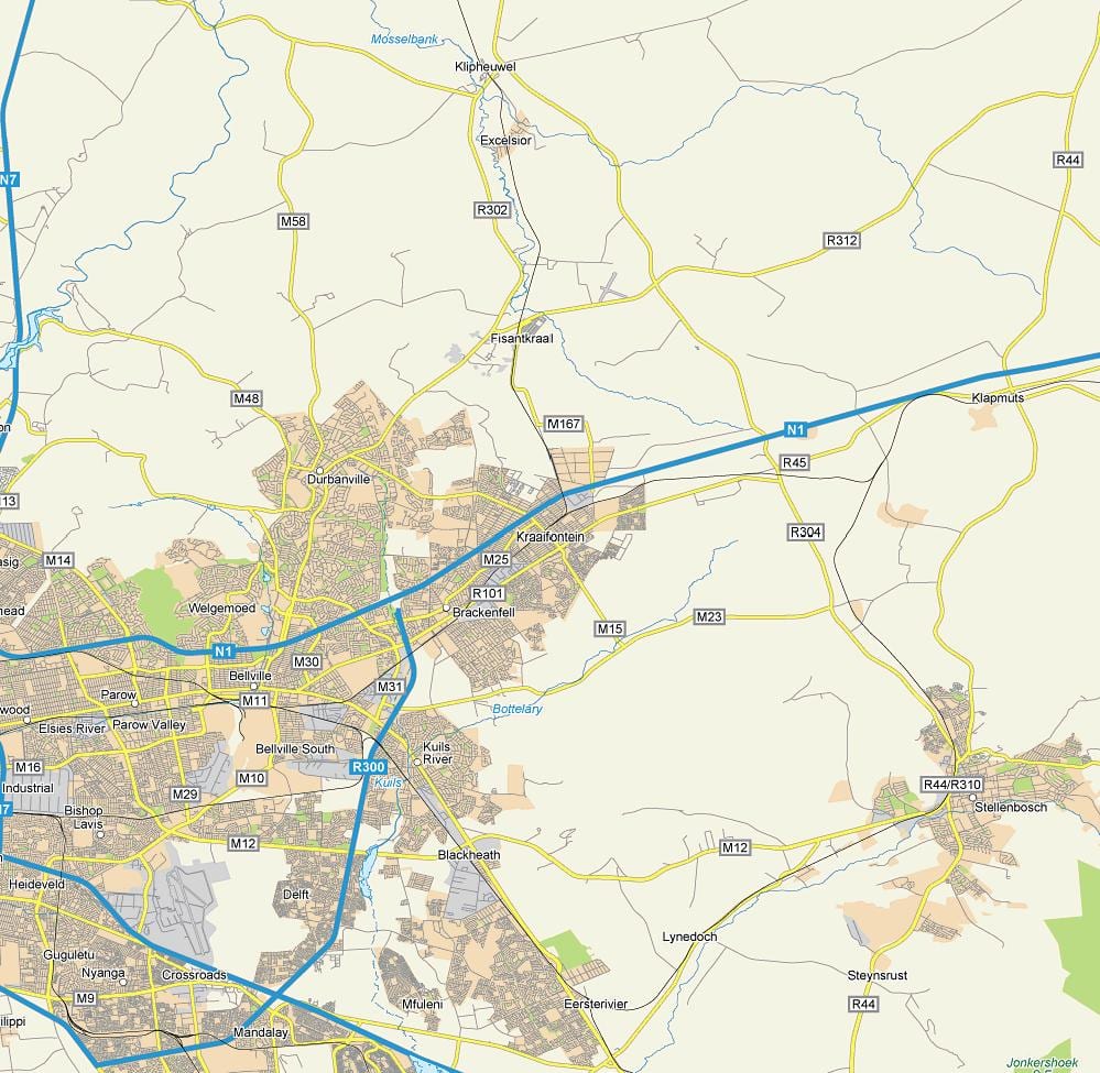 نقشہ کے kraaifontein کیپ ٹاؤن