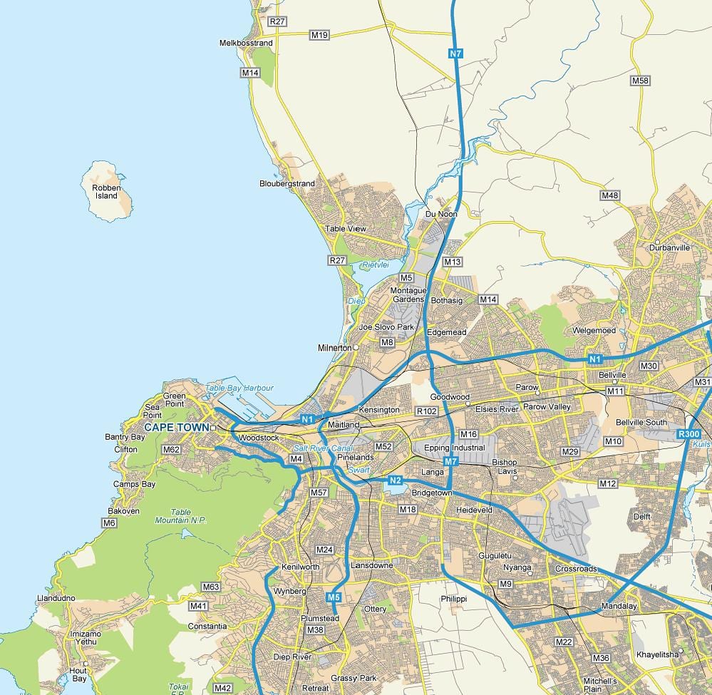 نقشہ کے milnerton اور گھیر
