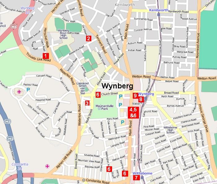  نقشہ کے wynberg کیپ ٹاؤن