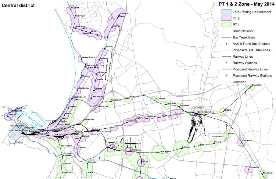 نقشہ کے کیپ ٹاؤن zoning