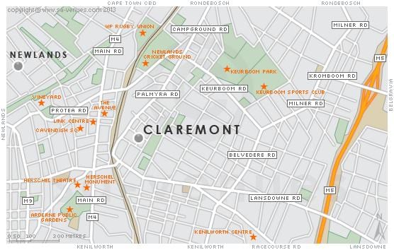 نقشہ کے claremont کا کیپ ٹاؤن