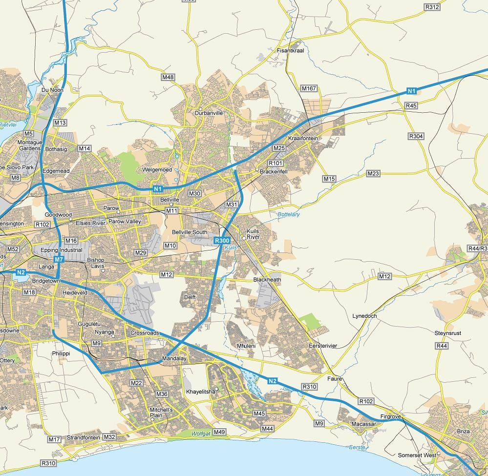 نقشہ کے kuilsriver کیپ ٹاؤن
