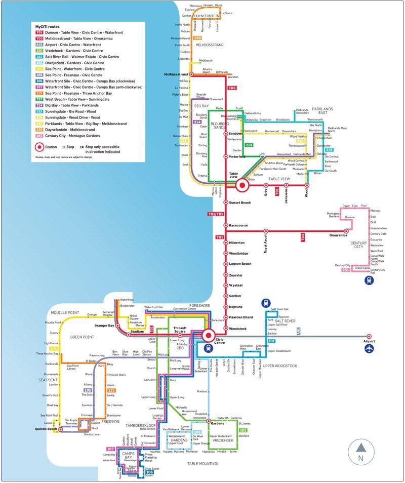 myciti بس روٹ کا نقشہ