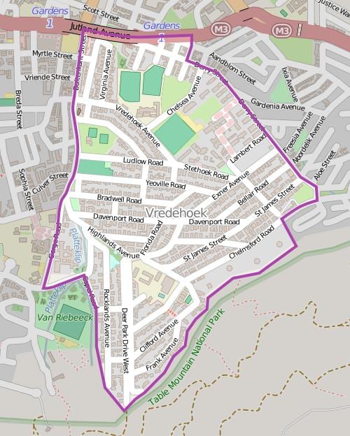 نقشہ کے vredehoek کیپ ٹاؤن